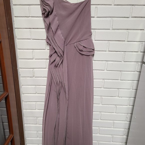 Formal lavender mauve ruffle dress - Picture 5 of 8